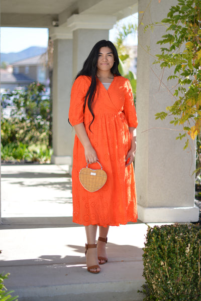 Althea Orange Eyelet Dress