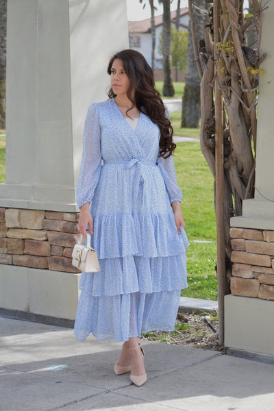Delphine Blue Ruffled Maxi Dress