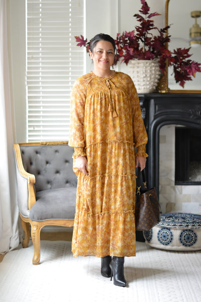 Sandra Mustard Floral Dress