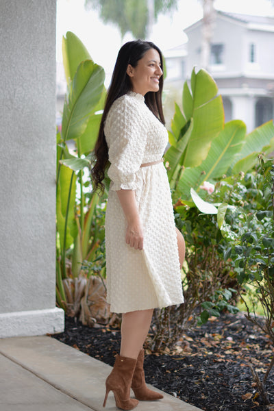 Lavina Cream Textured Dress