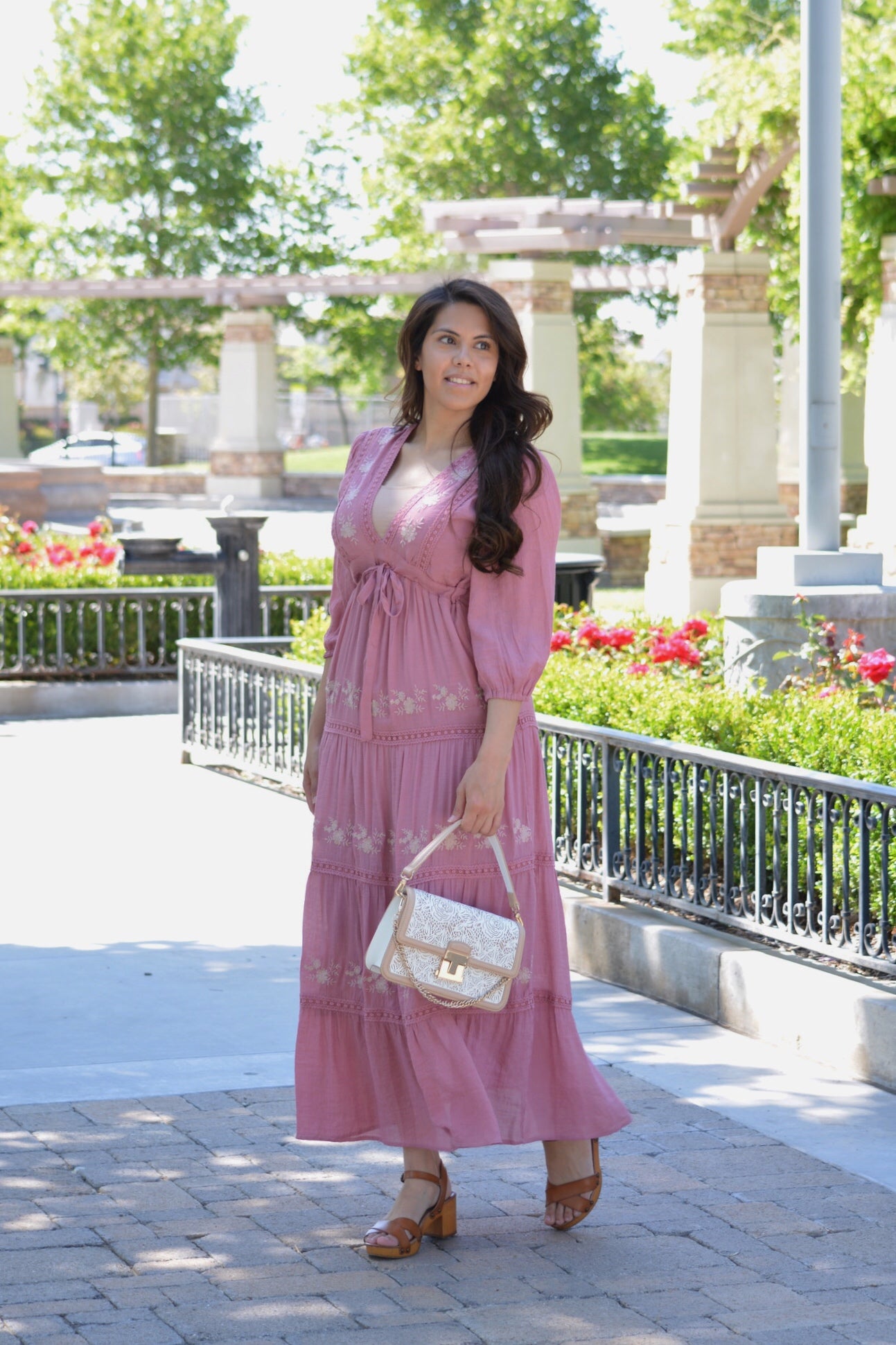 Zully Mauve Embroidered Maxi Dress