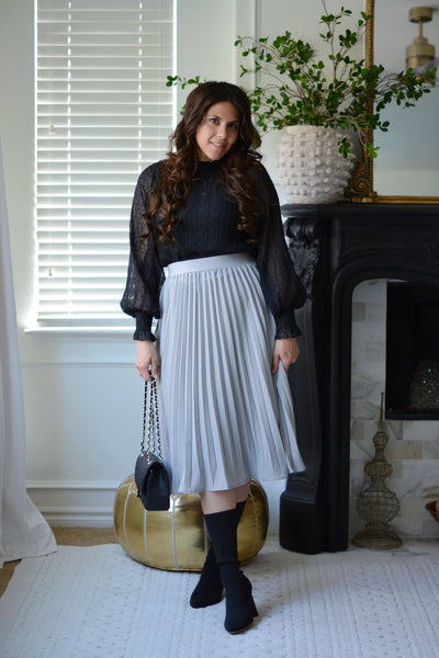 Cheri Gray Pleated Skirt