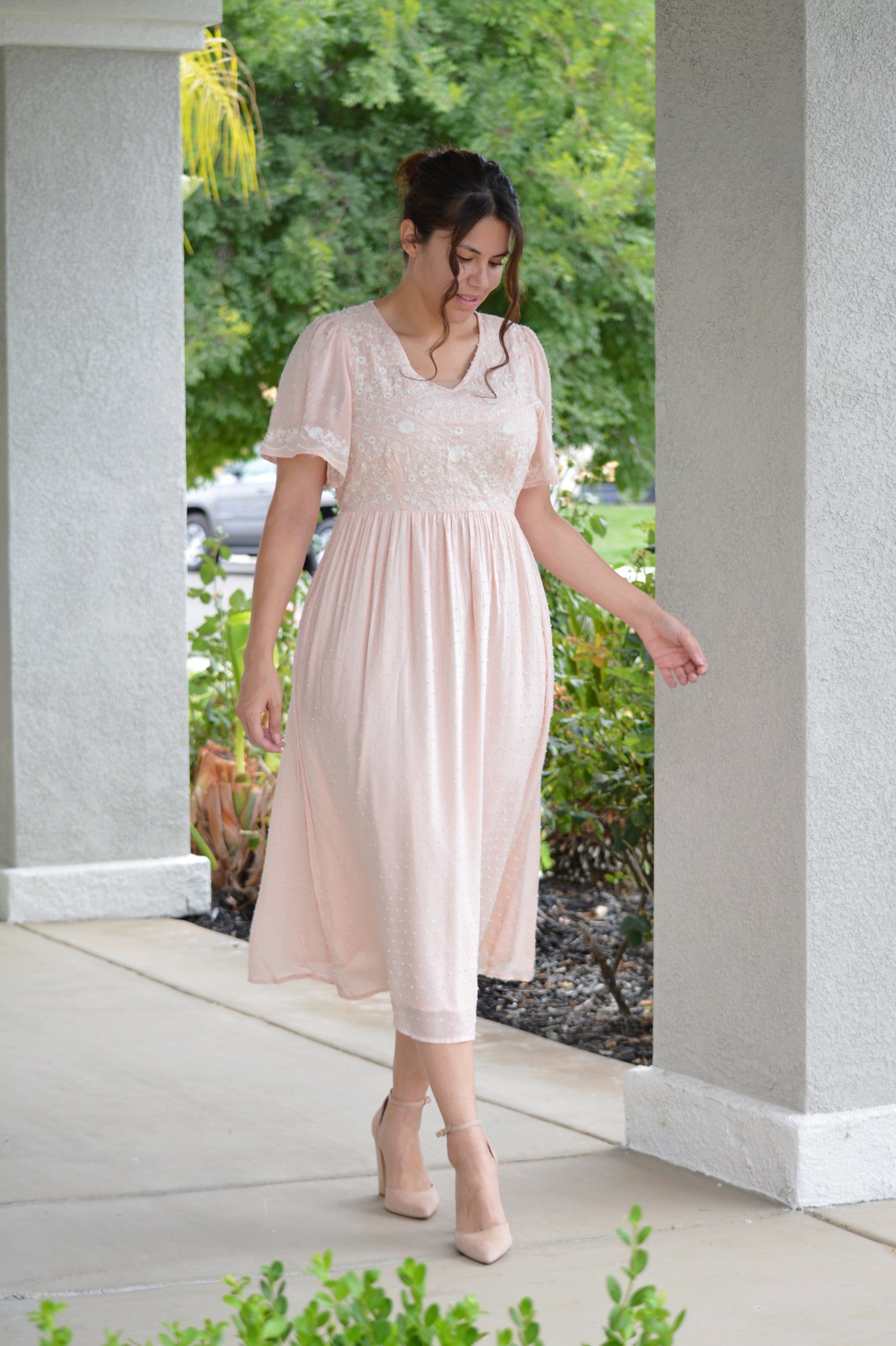 Addy Blush Embroidered Dress