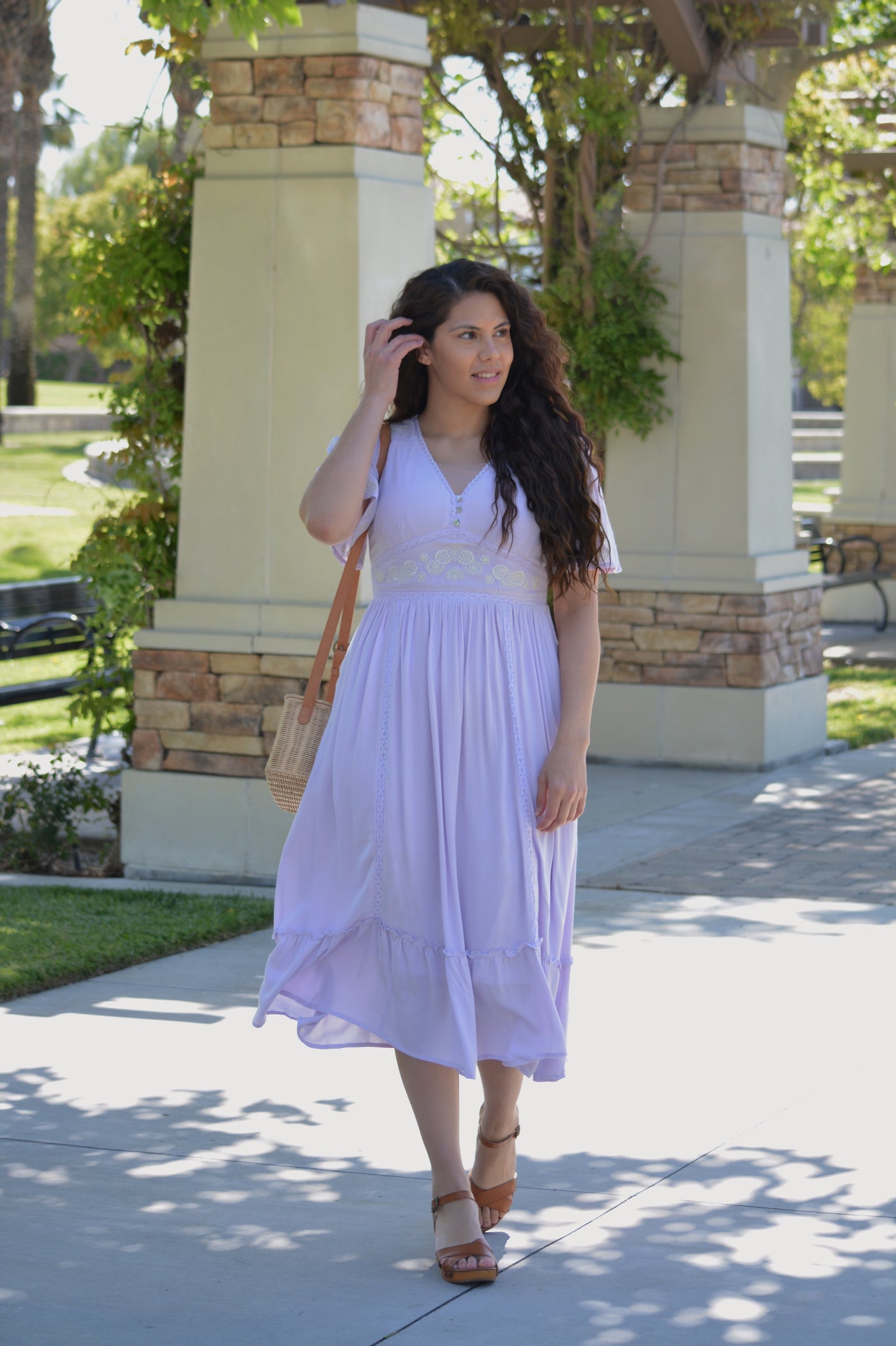 Adeline Lilac Embroidered Dress