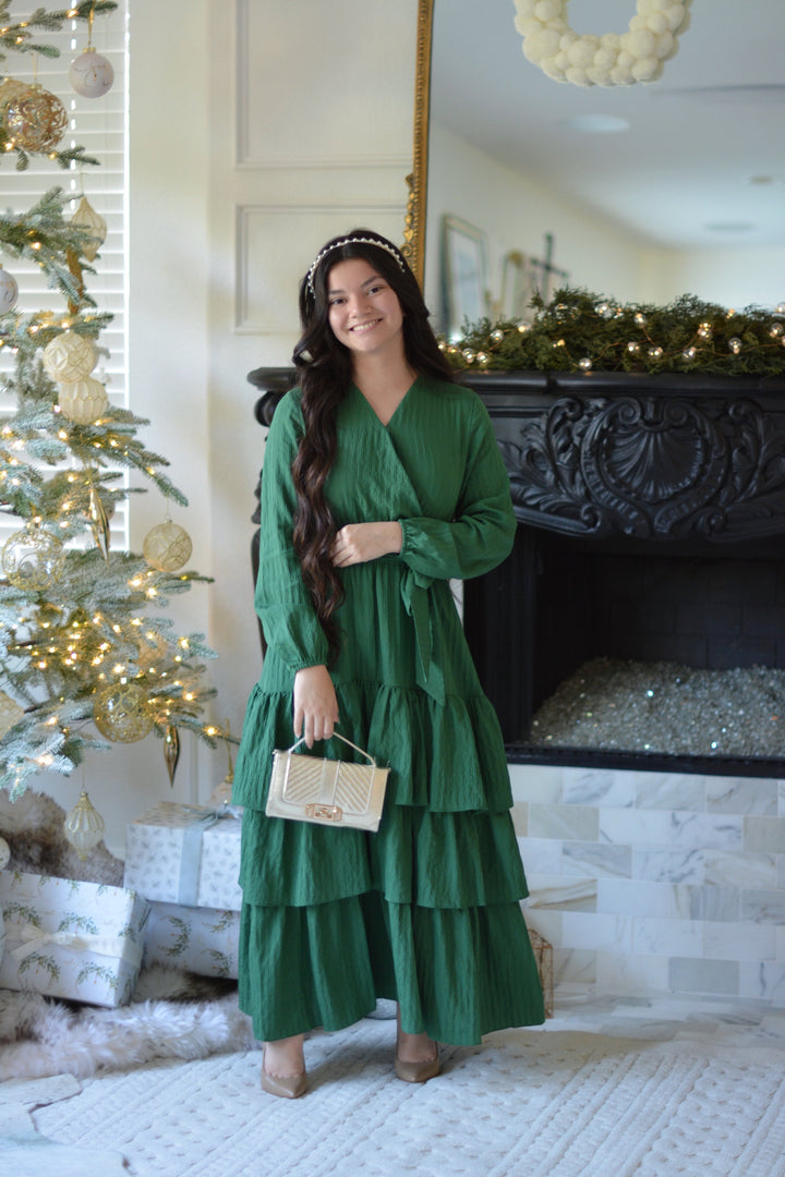 Lindos Green Textured Ruffled Maxi Dress Lindos Green Textured Ruffled Maxi Dress