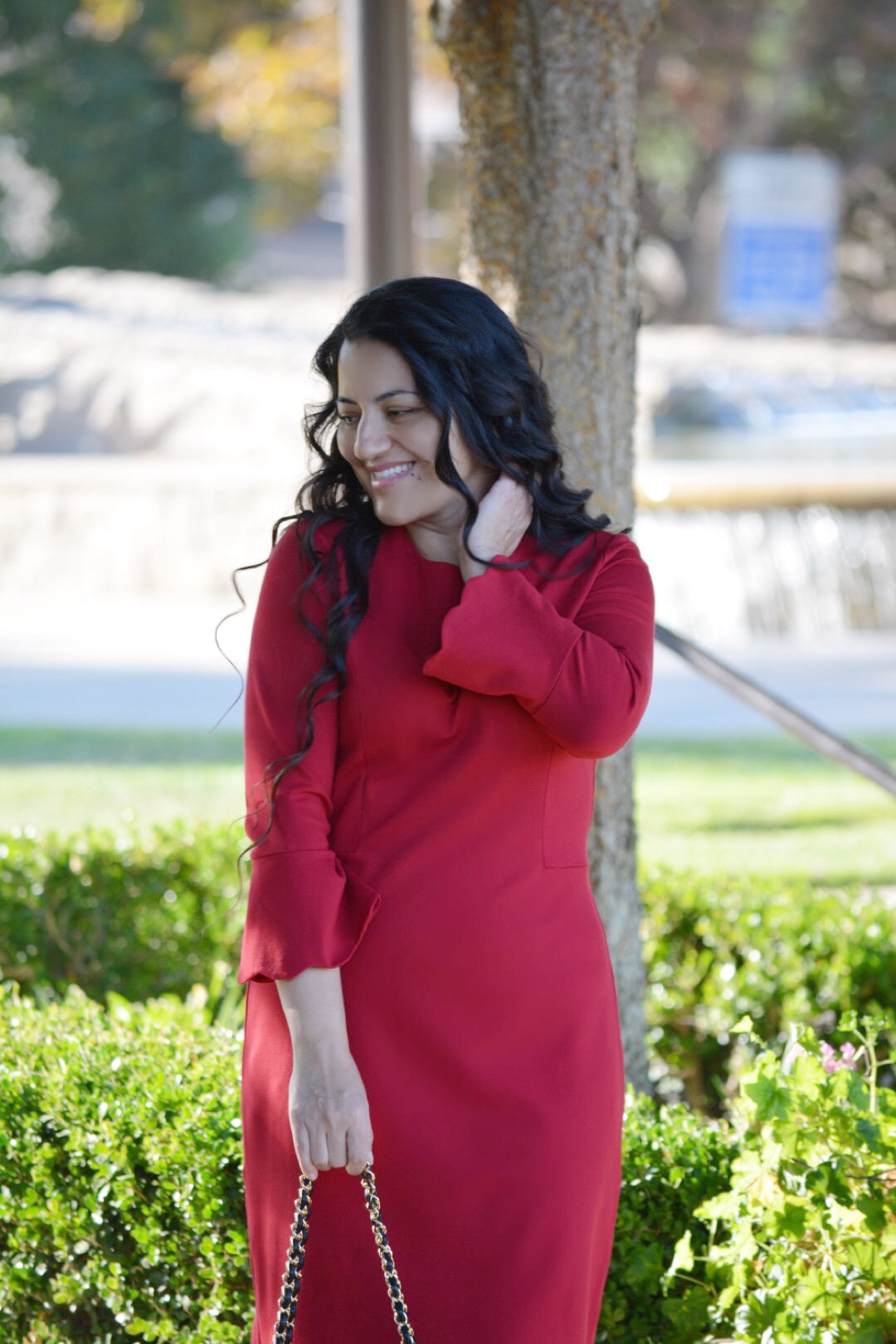 red scalloped dress Lille Red Scalloped Dress