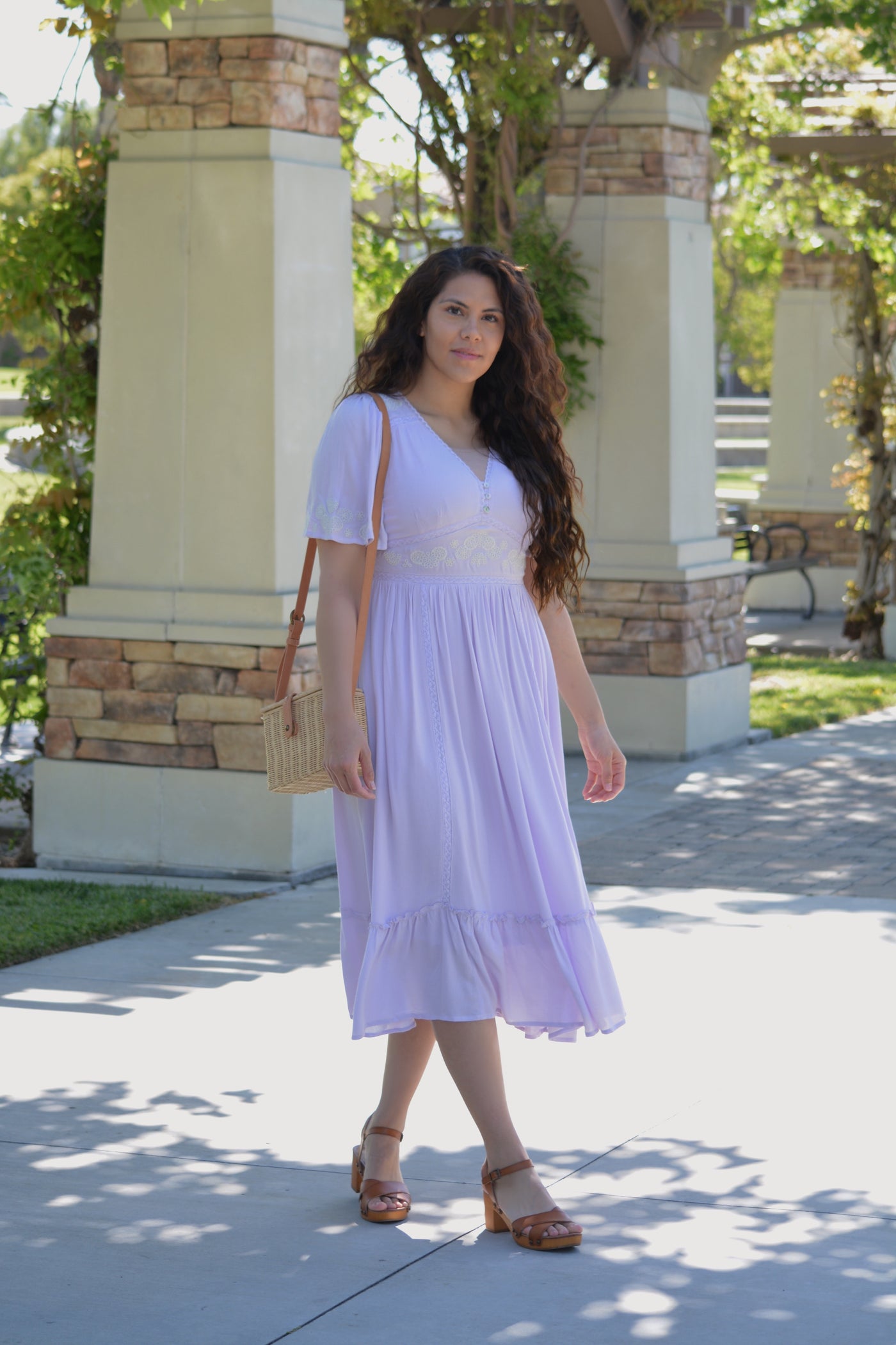 Adeline Lilac Embroidered Dress