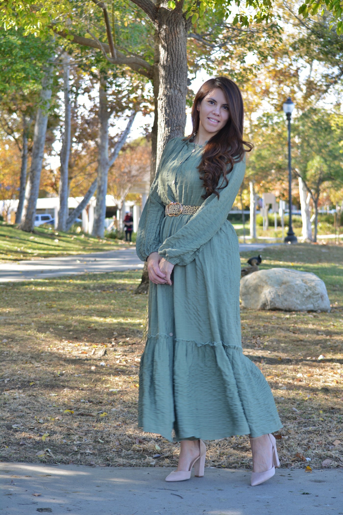 Adelaide Olive Textured Dress