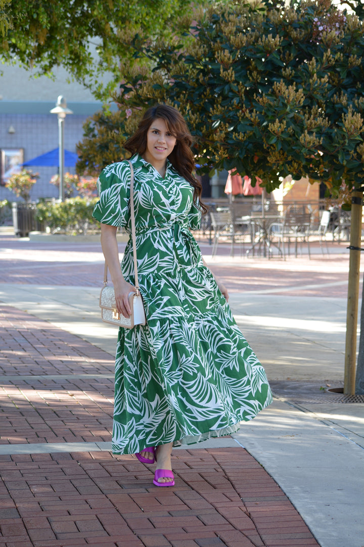 Salome Cotton Green Tropical Maxi Dress – Skirt Society