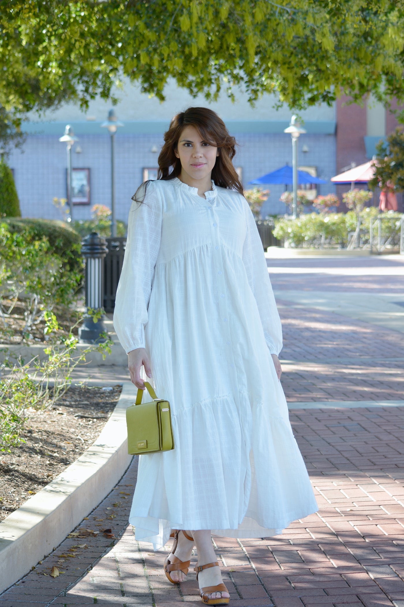 Ruth White Embroidered Cotton Dress