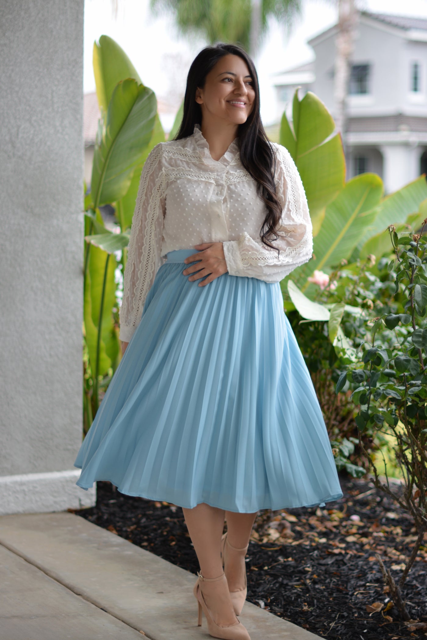 Cheri Aqua Pleated Skirt