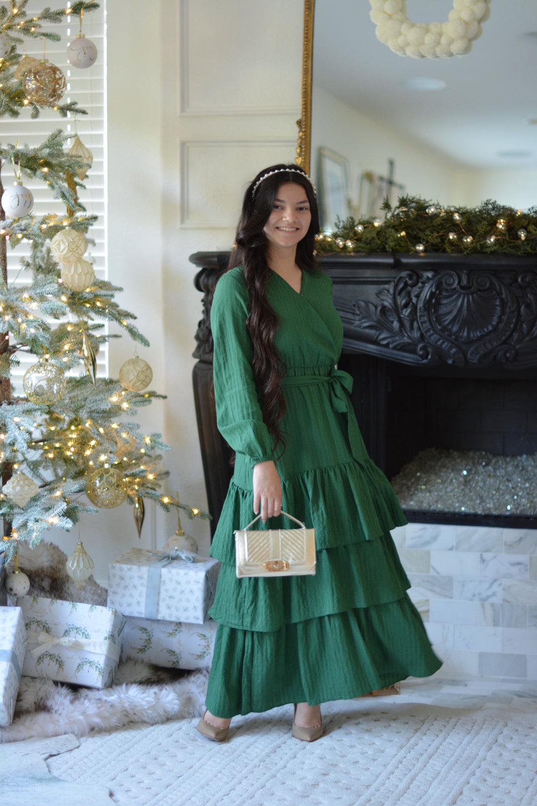 Lindos Green Textured Ruffled Maxi Dress – Skirt Society