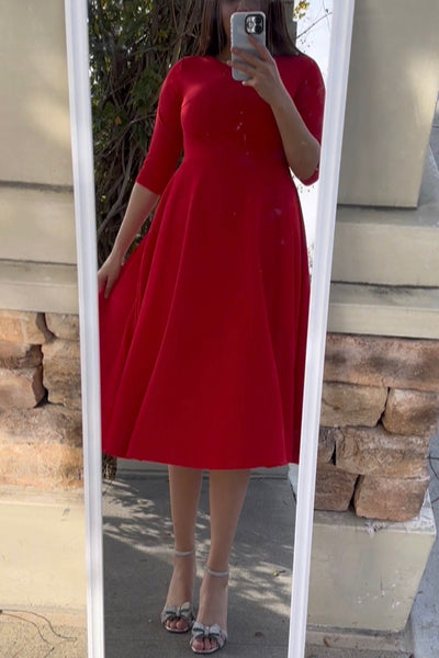Millie Cherry Red Full Midi Dress