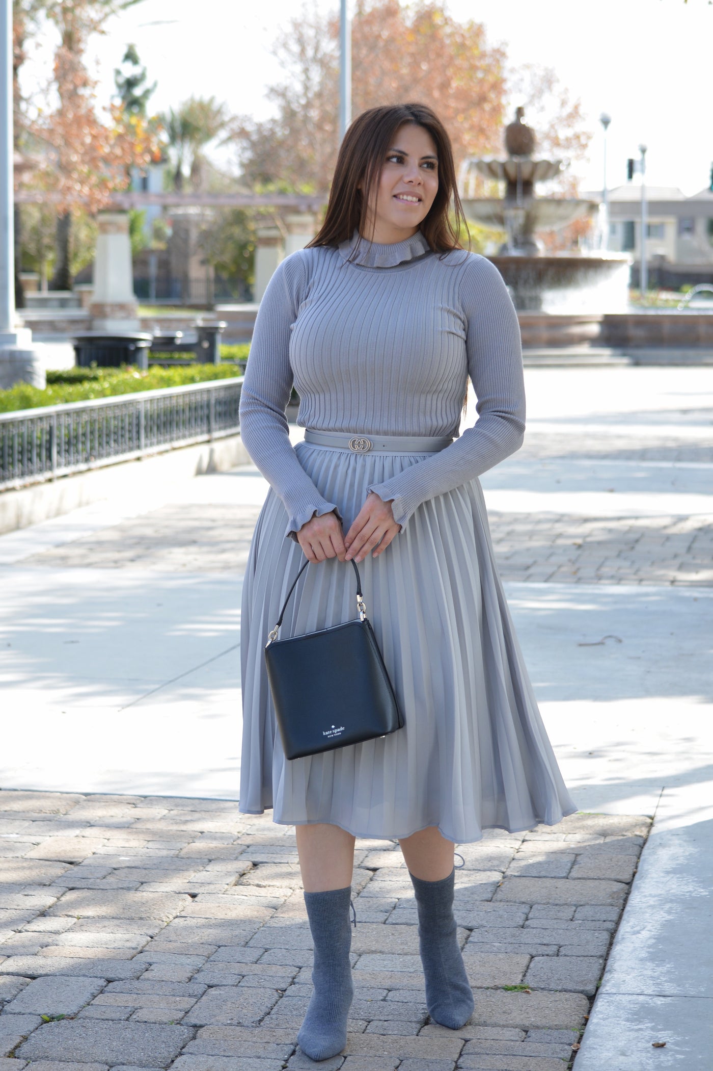 Gray Pleated Dress 