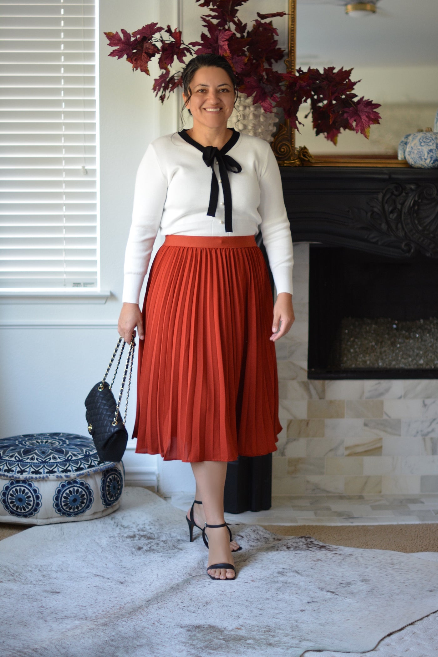 Cheri Rust Pleated Skirt