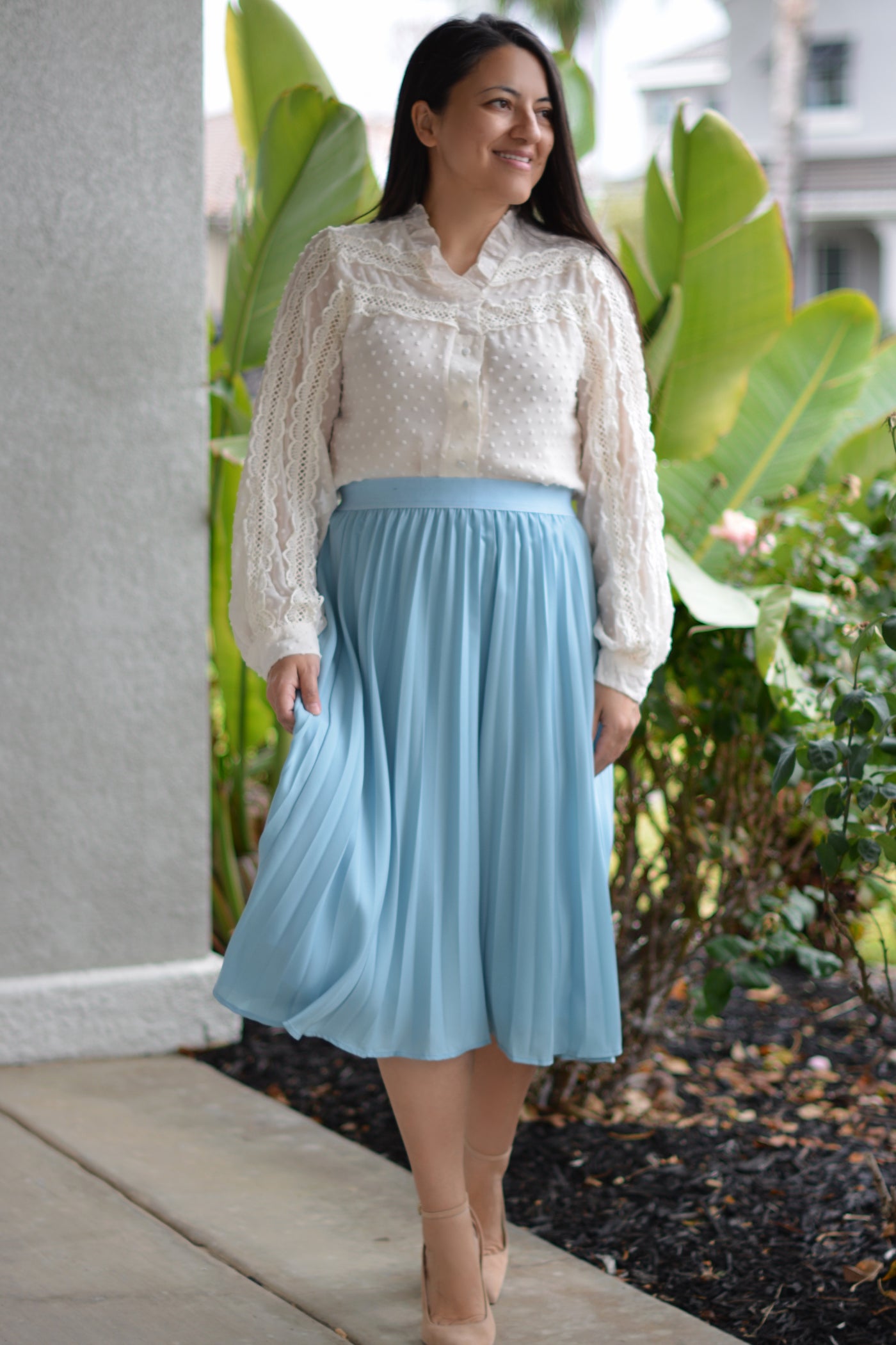 Cheri Aqua Pleated Skirt