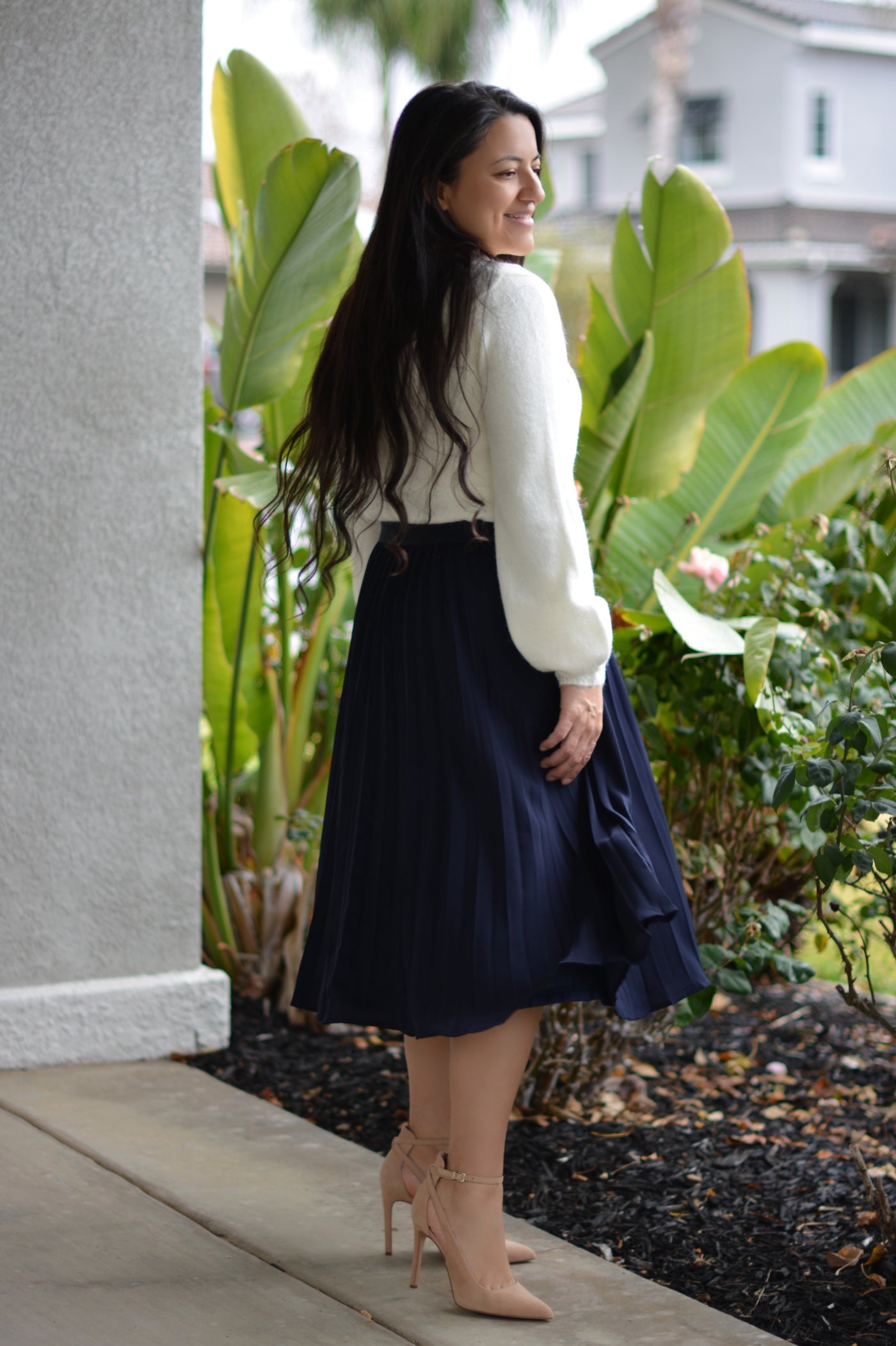 Cheri Navy Pleated Skirt