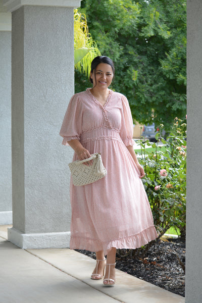 Adelina Pink Ruffled Detailed Dress