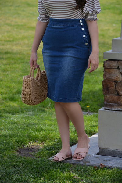 Petra Indigo Blue Denim Skirt (Skirt Society Exclusive)