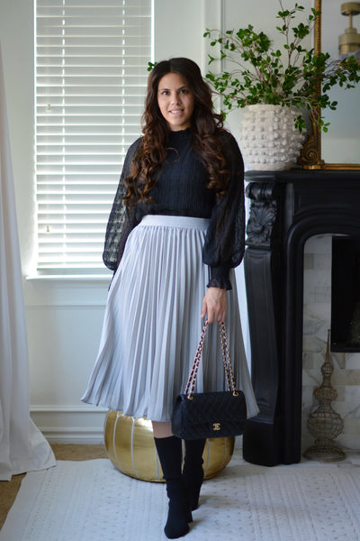 Cheri Gray Pleated Skirt