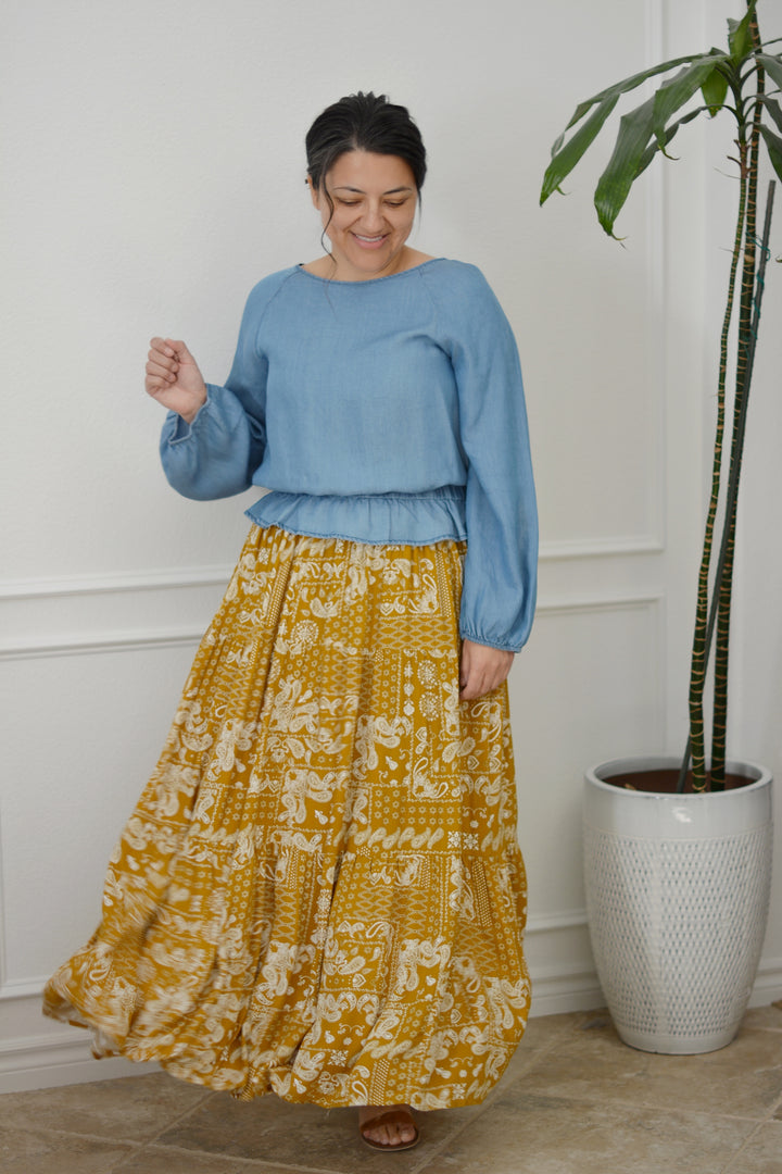 Maggie Mustard Maxi Skirt Small