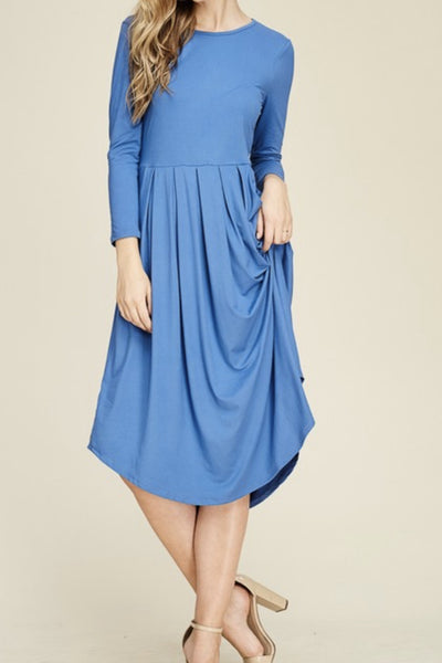 Kelly Pleated Ocean Blue Dress