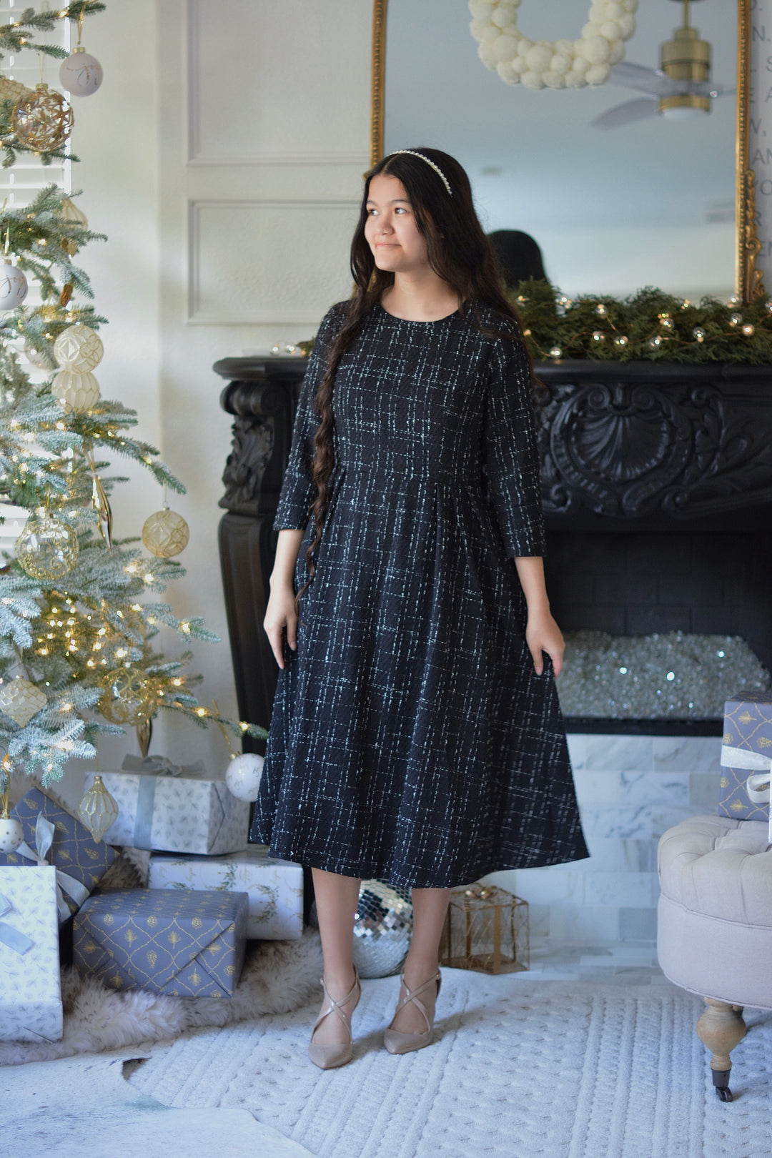 Asos Black Tweed Midi Dress – Skirt Society