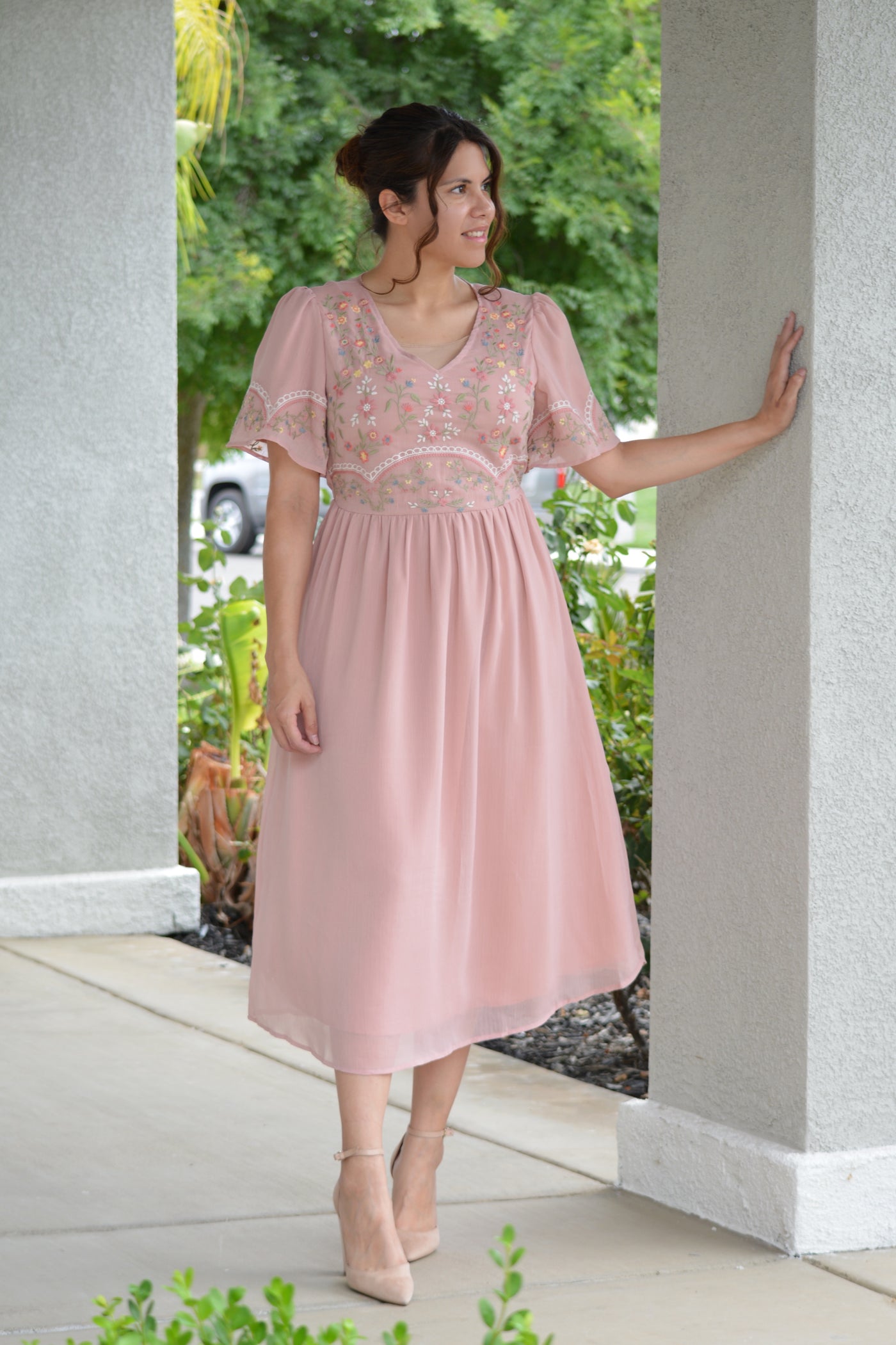 Anastasia Pink Embroidered Dress