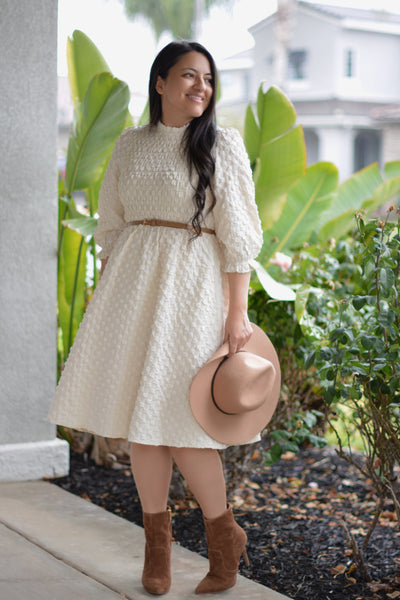 Lavina Cream Textured Dress