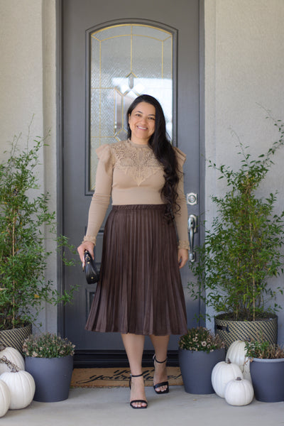 Lennon Faux Suede Brown Skirt